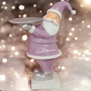 New Christmas Holiday Purple Santa Holding Serving Tray Display Stand NEW